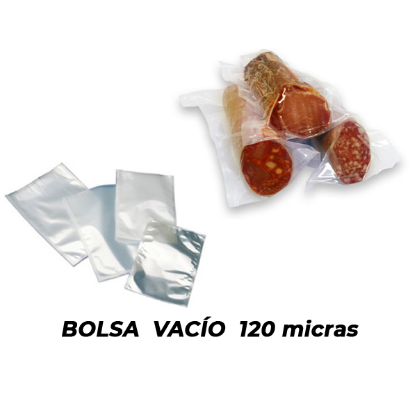 Bolsas de vacío de 120 micras 250x350mm (25x35cm); bolsa de Poliamida y  Polietileno